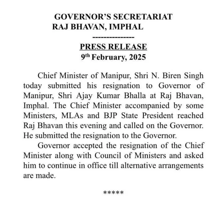 Manipur CM N. Biren Singh Submits Resignation to Governor 1 WhatsApp Image 2025 02 09 at 20.59.42 2b5f23d7
